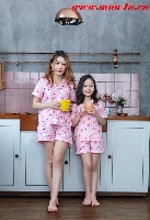 Bộ pijama cho mẹ và bé_thỏ hồng